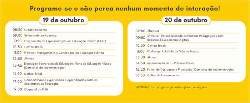 Programação encontro presencial